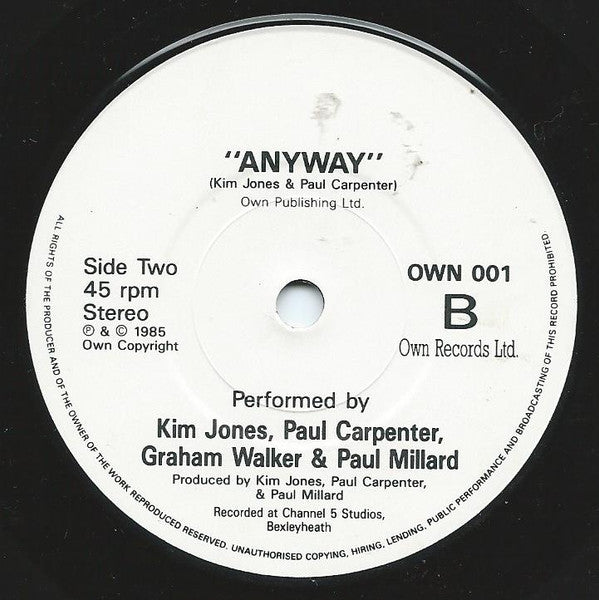 Kim Jones (12), Paul Carpenter (4), David Moses, Graham Walker (20) : Guess Who Cares (7", Single)