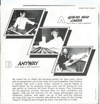 Kim Jones (12), Paul Carpenter (4), David Moses, Graham Walker (20) : Guess Who Cares (7", Single)