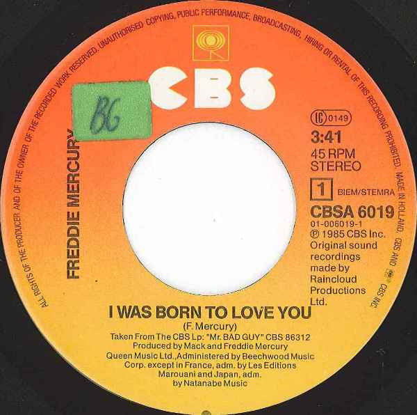 Freddie Mercury : I Was Born To Love You (7", Single)