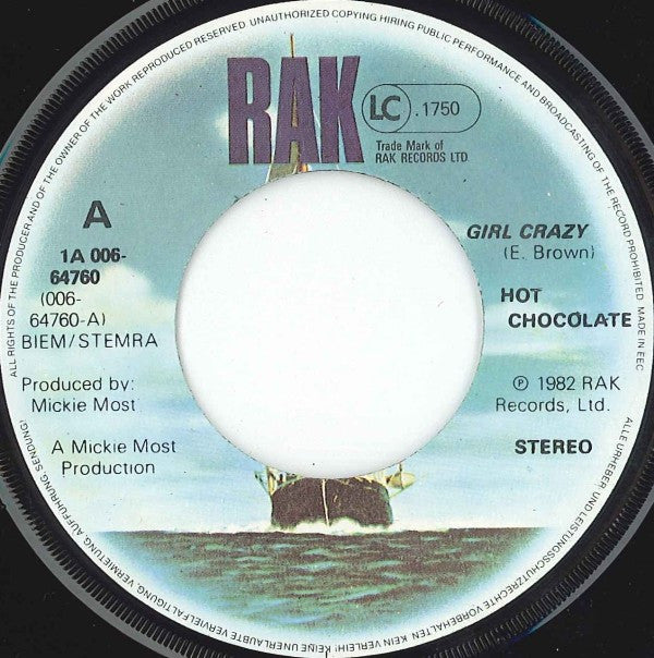 Hot Chocolate : Girl Crazy / Bed Games (7", Single)