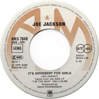 Joe Jackson : It's Different For Girls (7", Single)