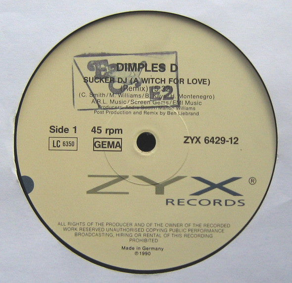 Dimples D : Sucker DJ (A Witch For Love) (12")