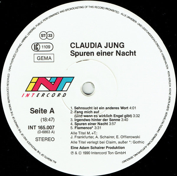Claudia Jung : Spuren Einer Nacht (LP, Album)