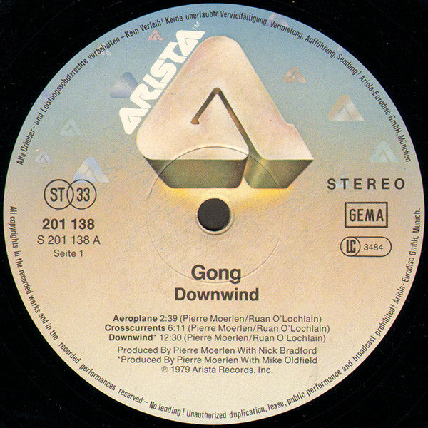 Pierre Moerlen's Gong : Downwind (LP, Album, RE)