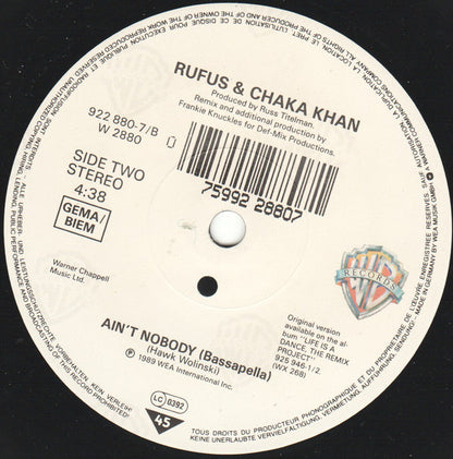 Rufus & Chaka Khan : Ain't Nobody (Remix) (7", Single, Sma)