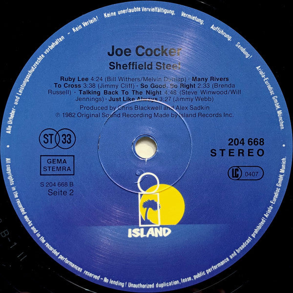 Joe Cocker : Sheffield Steel (LP, Album)
