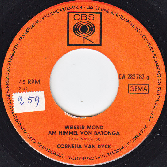 Cornelia van Dyck : Weisser Mond Am Himmel Von Batonga / Stop! - Nach Dem Dritten Kuss (7", Single, Mono)