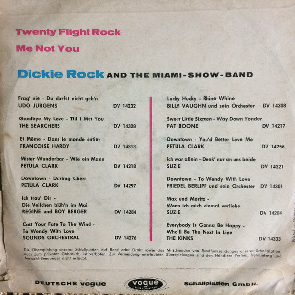 Dickie Rock, The Miami-Show-Band* : Twenty Flight Rock / Me Not You (7", Single)
