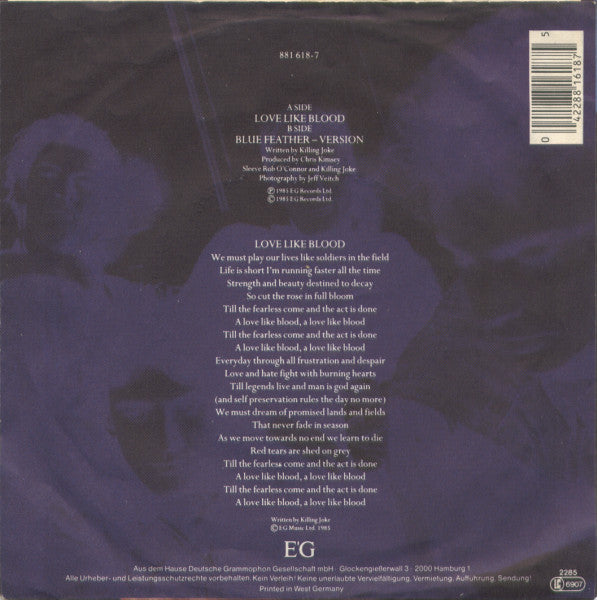 Killing Joke : Love Like Blood (7", Single)