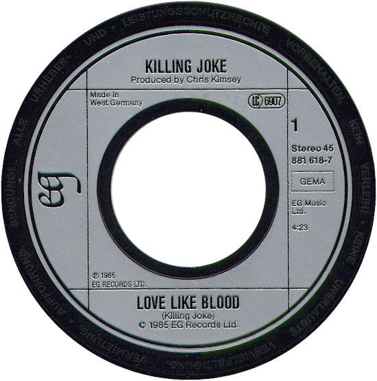 Killing Joke : Love Like Blood (7", Single)