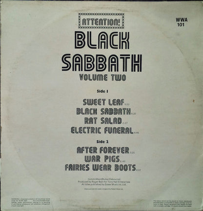 Black Sabbath : Attention! Black Sabbath Volume Two (LP, Comp, RP, Tra)