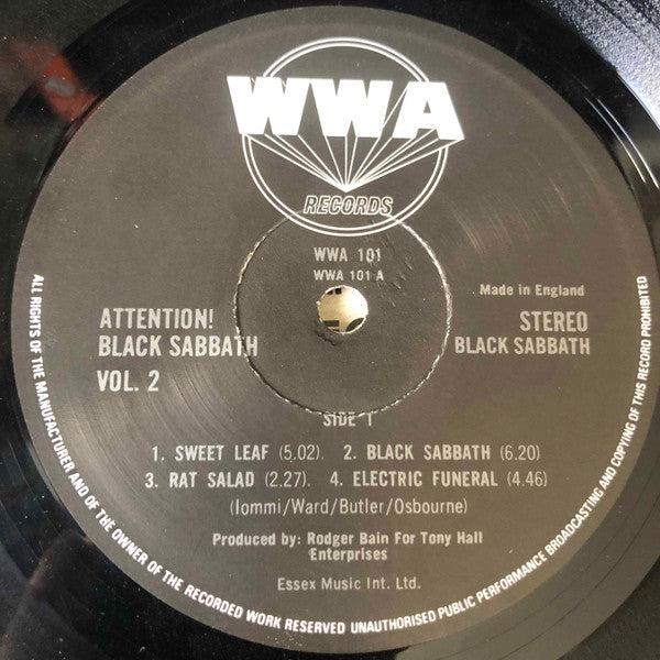 Black Sabbath : Attention! Black Sabbath Volume Two (LP, Comp, RP, Tra)