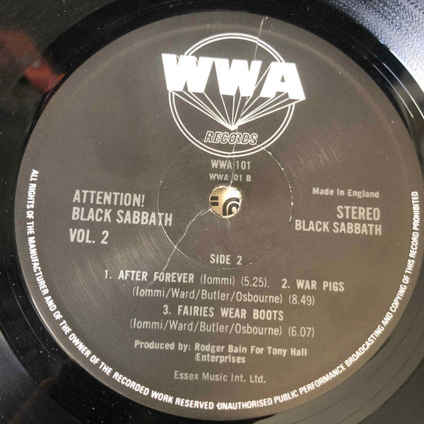 Black Sabbath : Attention! Black Sabbath Volume Two (LP, Comp, RP, Tra)