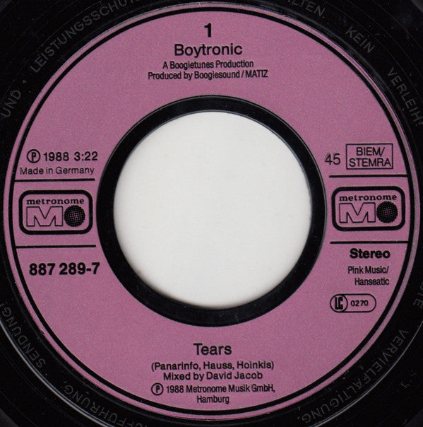 Boytronic : Tears (7", Single)