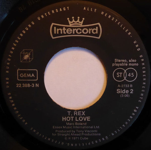 T. Rex : Get It On / Hot Love (7", Single, RE)