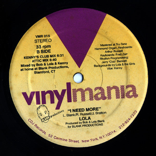 Lola : I Need More (12")