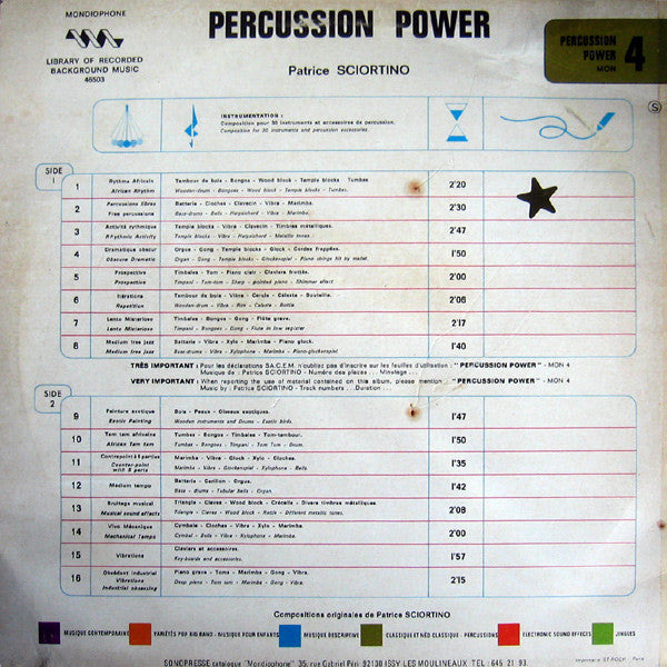Patrice Sciortino : Percussion Power (LP)