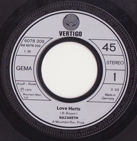 Nazareth (2) : Love Hurts (7", Single)