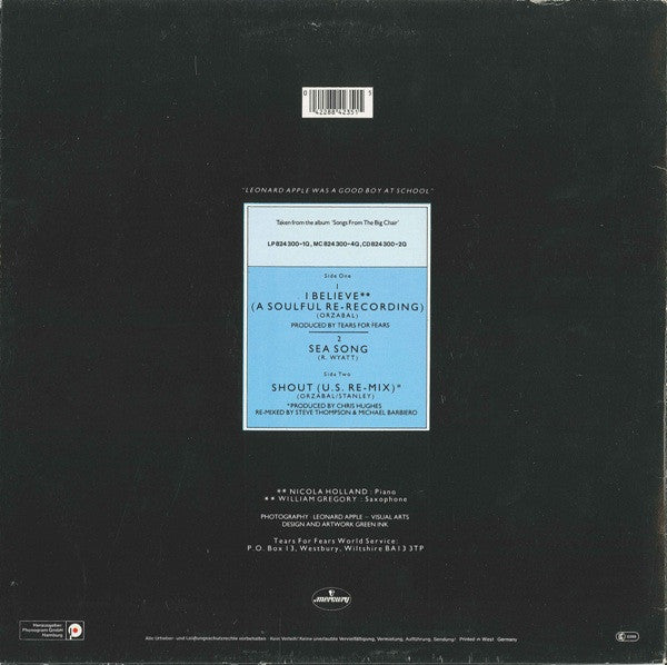 Tears For Fears : I Believe (A Soulful Re-Recording) (12", Maxi)
