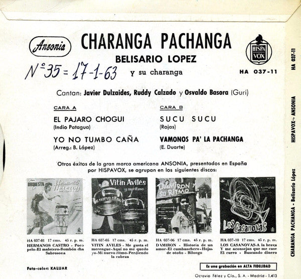 Belisario Lopez Y Su Charanga* : Charanga Pachanga (7", EP)