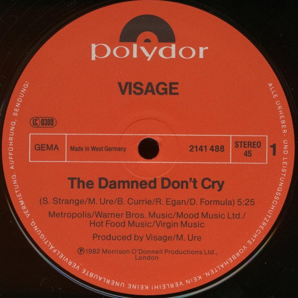 Visage : The Damned Don't Cry (12", Maxi)