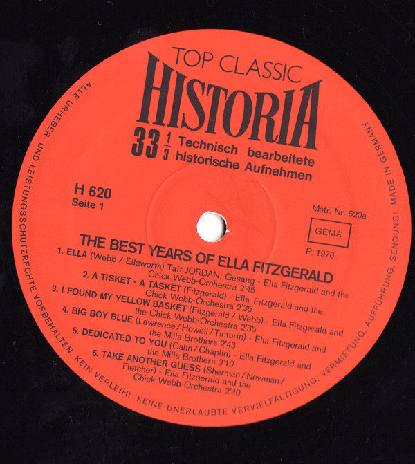Ella Fitzgerald : The Best Years Of Ella Fitzgerald (LP, Comp)