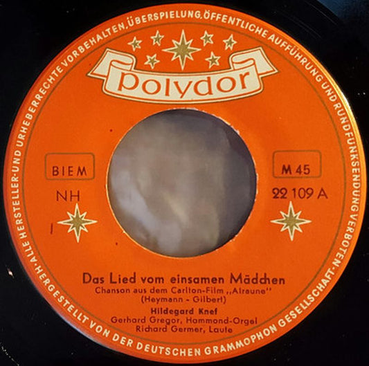 Hildegard Knef : Das Lied Vom Einsamen Mädchen (7", Single, Mono)