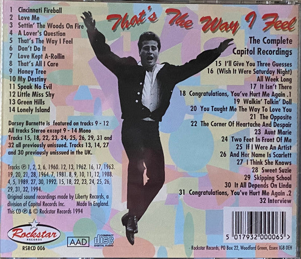 Johnny Burnette : That's The Way I Feel (CD, Comp)