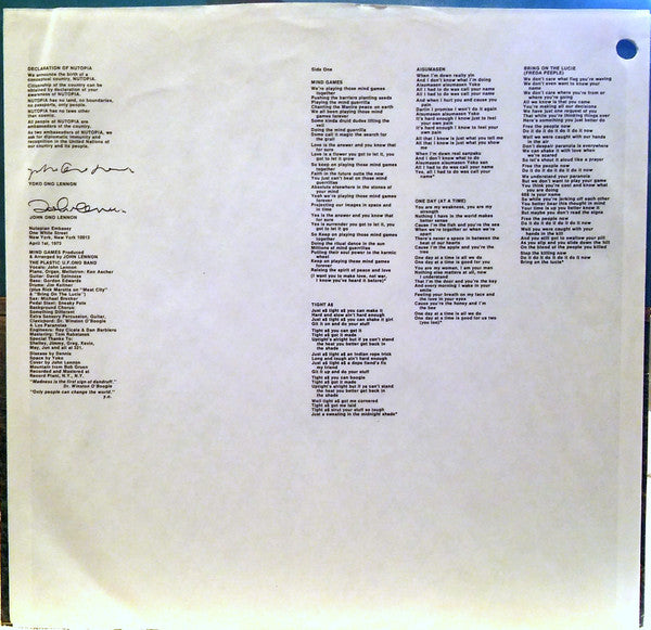 John Lennon : Mind Games (LP, Album, Win)