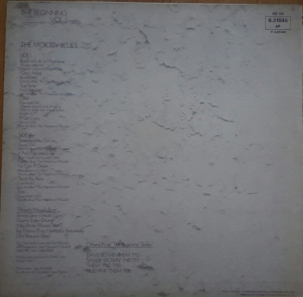 The Moody Blues : The Beginning Vol. 1 (LP, Comp, RE)