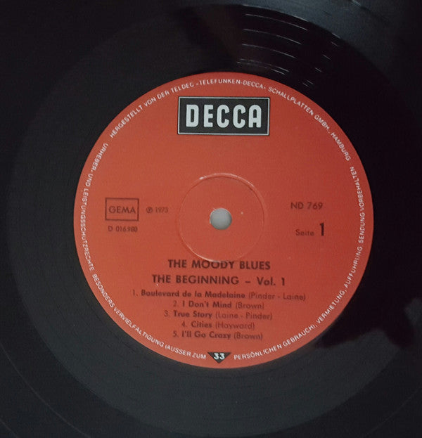 The Moody Blues : The Beginning Vol. 1 (LP, Comp, RE)