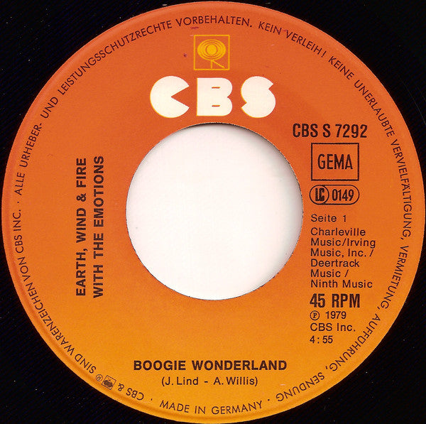 Earth Wind & Fire* With The Emotions : Boogie Wonderland (7", Single)