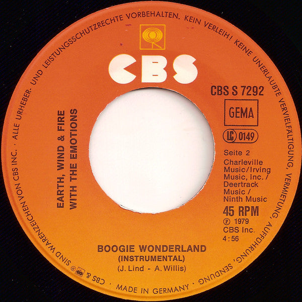 Earth Wind & Fire* With The Emotions : Boogie Wonderland (7", Single)