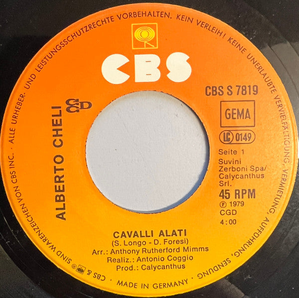 Alberto Cheli : Cavalli Alati (7", Single)