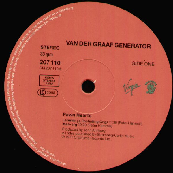 Van Der Graaf Generator : Pawn Hearts (LP, Album, RE)