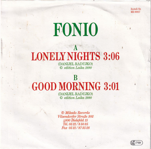 Fonio : Lonely Nights (7", Single)