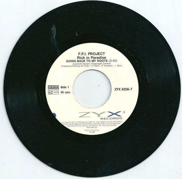 F.P.I. Project* : Rich In Paradise "Going Back To My Roots" (7", Single)