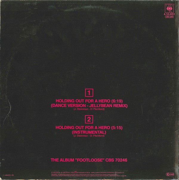 Bonnie Tyler : Holding Out For A Hero (Dance Version-Jellybean Remix) (12", Maxi)