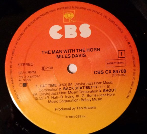 Miles Davis : The Man With The Horn (LP, Album)