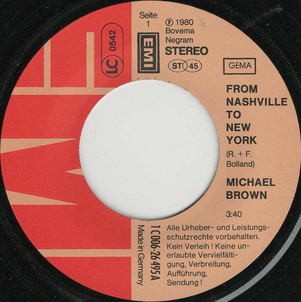 Michael Brown (44) : From Nashville To New York (7", Single)