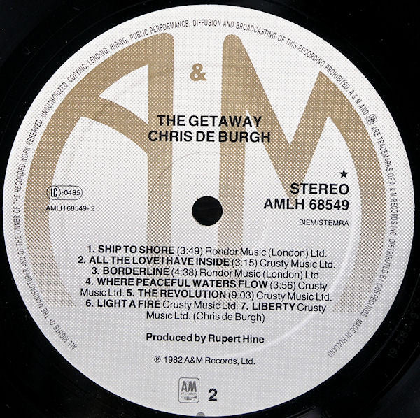 Chris de Burgh : The Getaway (LP, Album)