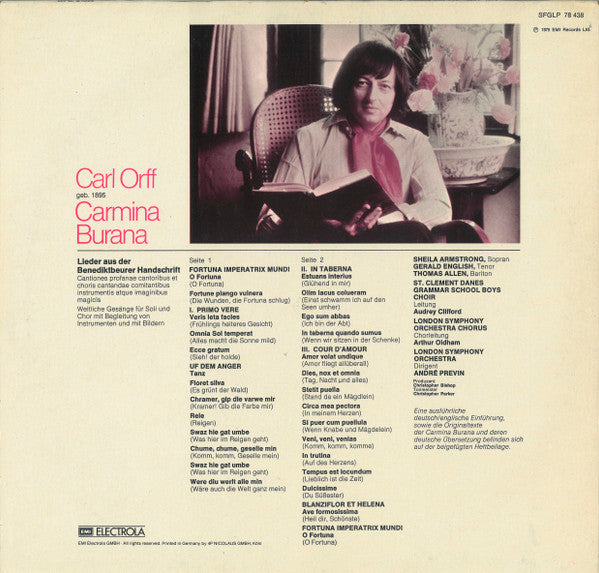 Carl Orff, André Previn, London Symphony Orchestra & Chorus*, St. Clement Danes Grammar School Boys Choir*, Sheila Armstrong, Gerald English, Thomas Allen : Carmina Burana (LP, Quad, Club)