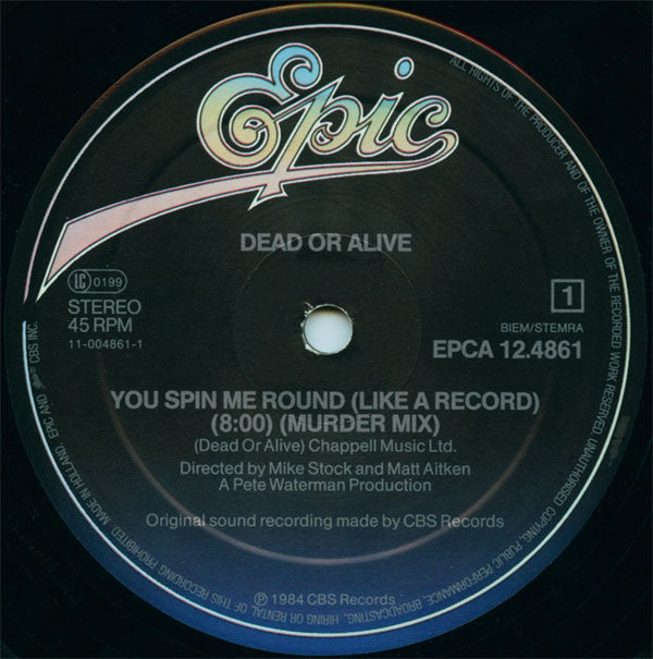 Dead Or Alive : You Spin Me Round (Like A Record) (Murder Mix) (12", Maxi)