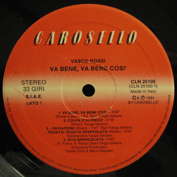 Vasco Rossi : Va Bene, Va Bene Così - Live (LP, Album, Gra)