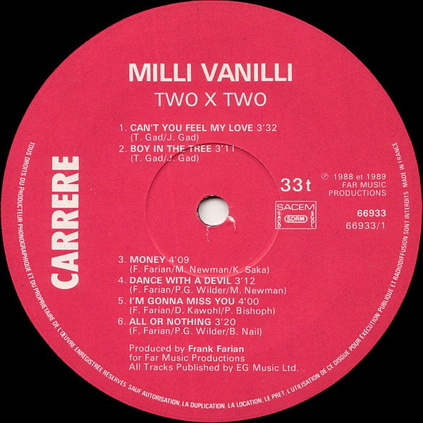 Milli Vanilli : 2 x 2 (Two x Two) (2xLP, Comp)