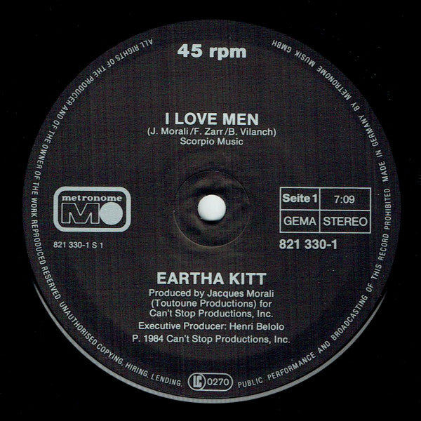 Eartha Kitt : I Love Men (12", Maxi)