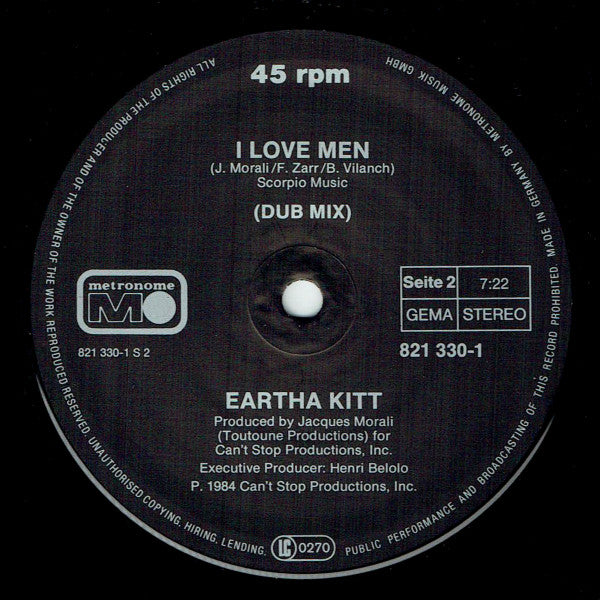 Eartha Kitt : I Love Men (12", Maxi)