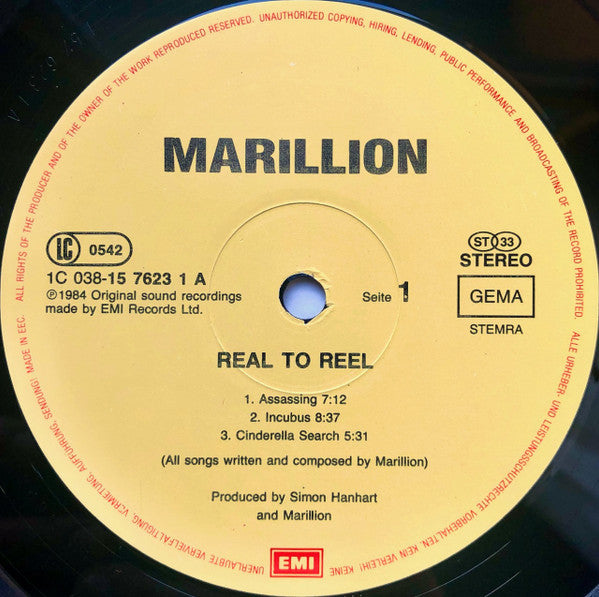 Marillion : Real To Reel (LP, Album, RE)