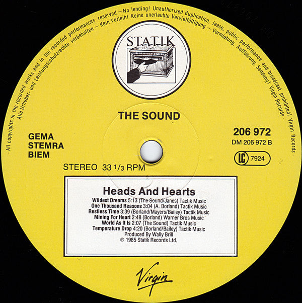 The Sound (2) : Heads And Hearts (LP, Album)