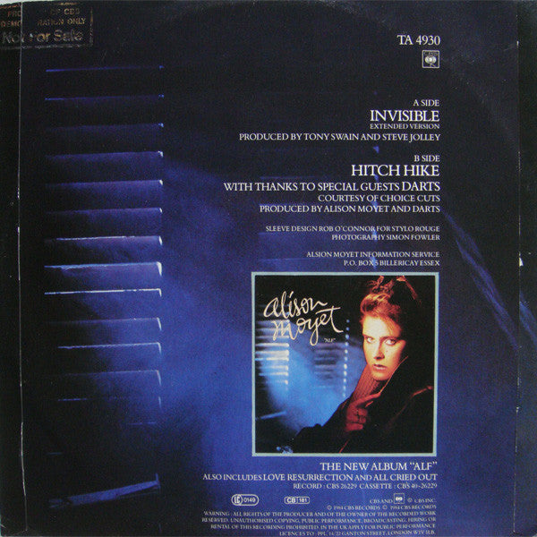 Alison Moyet : Invisible (Extended Version) (12", Single)